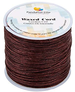 PandaHall Elite 106m / Rolle 0.5mm Runde gewachste Baumwollschnur Faden Friesen String Spool für Schmuckherstellung und Macrame Supplies Coconut Brown