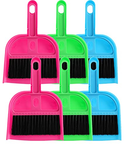 TOPZEA 6 Pack Mini Dust Pan and Brush Set, Mini Hand Broom Dustpan Set for Table, Desk, Countertop, Keyboard, Cat, Dog and Other Pets