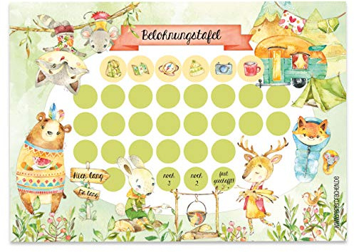 Papierdrachen Lot 10 feuilles récompenses enfants Concept motivant éducation Superbes autocollants garçons filles Motif camping