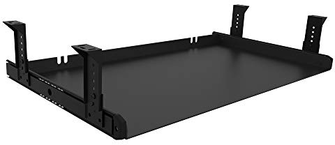 FRMSAET Tangentbordslåda under bord Kraftigt metallmetall 53/60/76 cm Plattform Datorlådearrangör Hemmakontor Kök Sovrum Garageförvaringsverktyg - Lätt att installera. (60 cm, Svart)