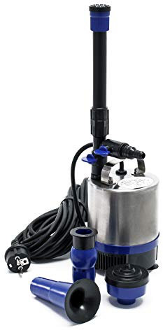 Wiltec Pompa per fontane in acciaio inox da 50 Watt 1.750 l/h Con 3 accessori per giochi d'acqua