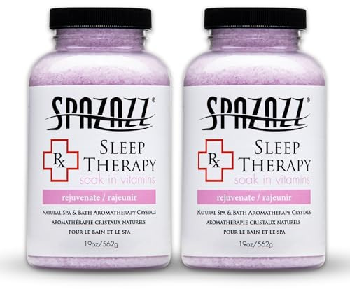 Spazazz RX Sleep Therapy Aromatherapy Bath Salt Crystals 2-Pack (19 Oz Each) - Spazazz Aromatherapy Bath Salts for Hot Tubs & Baths, Safe for All Spas & Bath Types