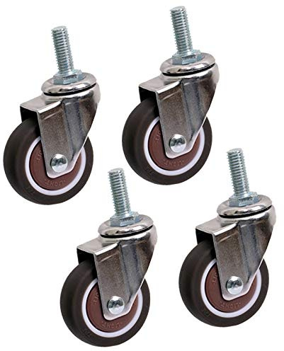Jolan Lenkrollen Mit Bremsen,Möbelrollen,M6/M8,Kleine Transportrollen,Gummirollen,Geräuschlos,360° Drehung,4 Pcs.,4 no Brakes,50mm