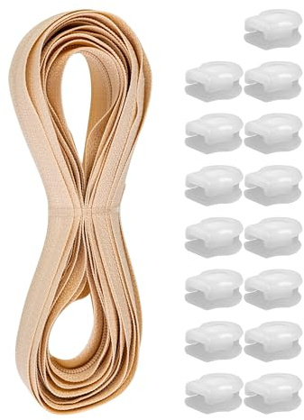 Endlos Reißverschluss, 330 cm Gesamtlänge, Größe #3, Hautfarbe, nicht teilbar, Breite 28 mm, Zahnbreite 5 mm, Set mit 15 x Kunststoff RV Schieber Laschen, Reissverschluss Spirale mit Anhängern DIY Kit