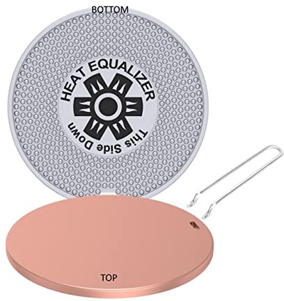 8 inch None Stick Copper finish Heat Equalizer-Heat Diffuser for Gas Stoves – Aluminum & Copper Alloy Hot Plate for Even Cooking-Burner Cover & Simmer Plate