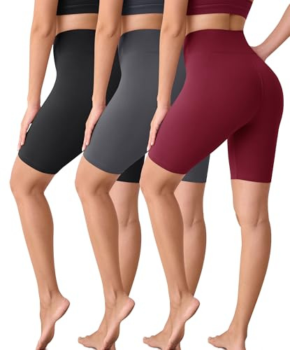 VALANDY Creamlush 3 Pack Cycling Shorts for Women - 8 High Waisted Buttery Soft Athletic Yoga Shorts (S-5XL)