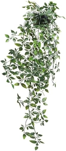 Deruxan Artificial hanging plant Artificial Potted Plant artificial decorative plant hanging artificial plant fake plant for Indoor/Outdoor Decoration (deep green)