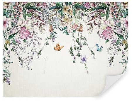 Tapeko Papier Peint Panoramique 3D Fleurs 260x180 cm style 3D Fleurs Bloom Nature Papier Peint intissé Laiteux fond pour Chambre Salon Décoration Murale u30601