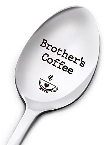 Brother's Coffee Spoon Gifts, Brother Gifts from Brother Sister, Birthday Thanksgiving Christmas Gifts for Little Big Brother in Law, Engraved Stainless Steel Coffee Lover Spoon for Brother
