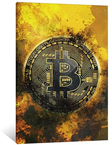 Bitcoin Leinwanddruck, Pop-Art, Kryptowährungs-Kunstwerk, Bürodekoration, Krypto-Wandkunst, BTC-Poster-Kunst, Bitcoin-Münzenschild, Geschenk, Blockchain-Druck, Büro, Wohnzimmer, Schlafzimmer,