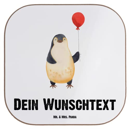 Mr. & Mrs. Panda PErsonalisierte Bierdeckel Pinguin Luftballon - Geschenke, Personalisiert, Personalisierter Untersetzer, Liebe, Neustart, Beste Freundin, Motivation, Flaschenuntersetzer