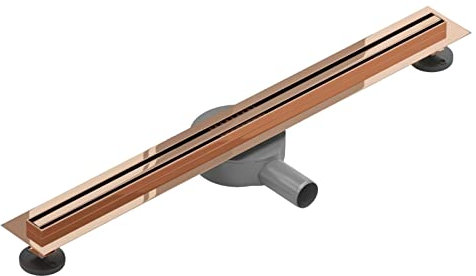Duschrinne mit schwenkbarem Siphon Rose gold 100 | Bodenablauf Siphon mit Geruchsstop | Befliesbar | Badezimmer Duschablauf sehr flach | Edelstahl | Abmessungen 60, 70, 80, 90, 100, 110, 120