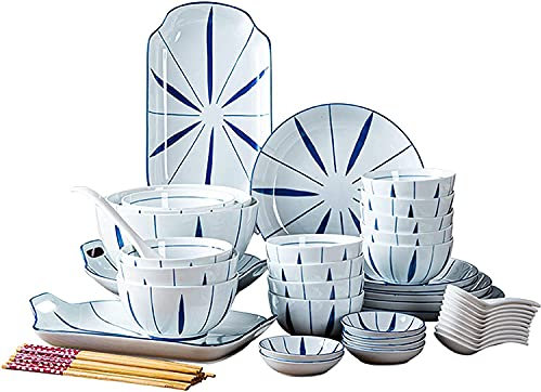 DREANNI Set per la Cena per Feste in Famiglia, Ristorante in Hotel, Set Di Stoviglie in Ceramica Retrò, Include Piatti Di Insalata Di Ciotole Di Zuppa, Elegante Servizio da Tavolo Giapponese-Moderno/2