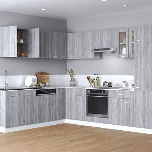 LAPOOH Hängeschrank, Kitchen Wall Cabinet, Küchenschrank, Küchenhängeschränke, Wandschrank Küche, Grau Sonoma 60x31x60 cm Holzwerkstoff