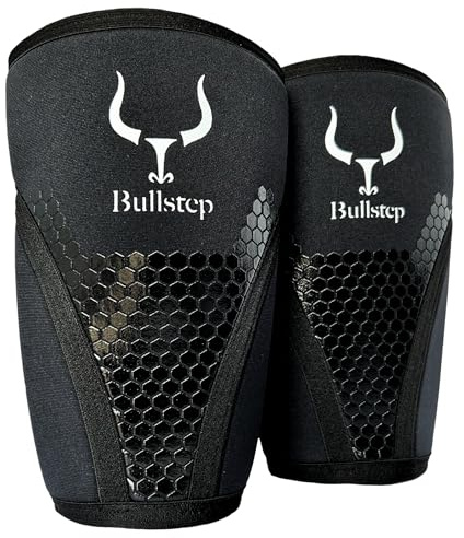Bullstep® Kniebandage Kraftsport Neopren, Knieschoner Crossfit Männer Damen | Knee Sleeves 7mm für Gym und Sport. Kniebandagen für Gewichtheben, Powerlifting, Bodybuilding, Krafttraining, Kniebeugen.