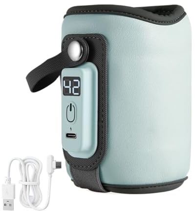 Flaschenwärmer Baby Unterwegs Tragbarer USB Fläschchenwärmer zur Temperaturerhaltung, Babyflaschenwärmer mit Temperatur Display,Erwärmung von Milch und Babynahrung, Baby Flaschenwärmer für Auto Reisen