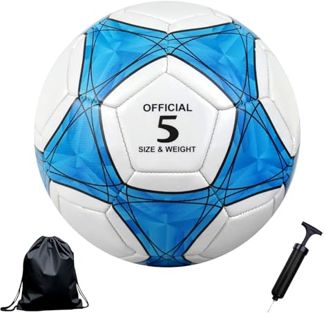 Aipwerer Balones de La Talla 5,Balón Fútbol,Futbol Niños Pedido de Futbol Competición,Fútbol de Entrenamiento Balón Balones,Football Training para Juventud y Adultos (Azul, Tamaño 5)