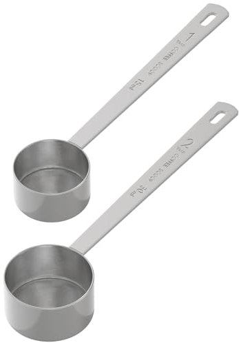 LEIFENY 2PCS Coffee Scoop Set (1tbsp, 2tbsp), Long Handle Measuring Spoon, 15 ml and 30 ml Stainless Steel Coffee Scooper