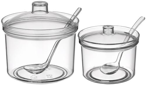 Luxshiny 2sets Contenitore Per Condimenti Acrilico Da Barattolo Per Spezie Con Cucchiai Accessori Cucina Pratici e Bellezza Per Ristoranti e Uso Domestico
