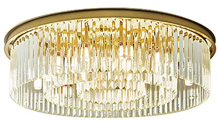 OUKANING Modern kristallkrona, E14-8 lampa, LED-hänglampa, infälld fyrkantig regndroppar, takbelysning för vardagsrum, sovrum, matsal (guld)