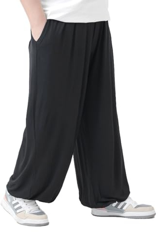FloAPa Men's Yoga Trousers Kung Fu Training Trousers Casual Harem Trousers Big Size Wide Legging Pants Jogging Pants Bloomers for Men Women,Black,6XL