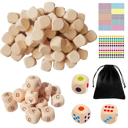 Dadi Vuoti 50Pcs Di Legno Fai Da Te Standard 20 Mm Lisci Non Verniciati Blocco A 6 Facce Per Pittura Artigianato Decorazione