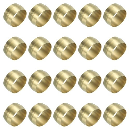 PATIKIL Ghiere per Manicotto di Compressione in Ottone da 14mm Id, 20 Pezzi Raccordi a Compressione in Ottone Kit Assortimento di Compressione in Ottone per Tubi Dell'Aria