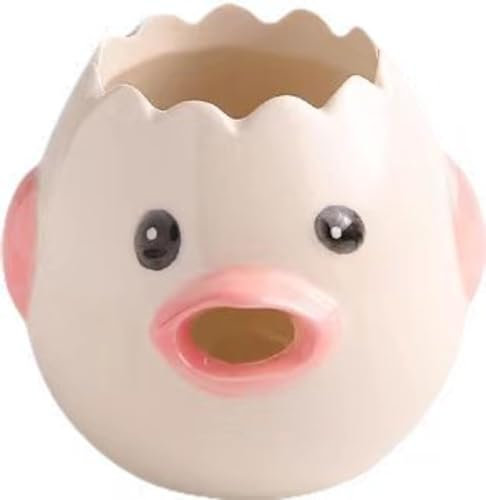 SGHAGH Cute Egg Separator, Ceramics Vomiting Chicken Egg Yolk White Separator, Practical Household Small Egg Filter Splitter, Kitchen Gadget Baking Assistant Tool, Dishwasher Safe (Pink)