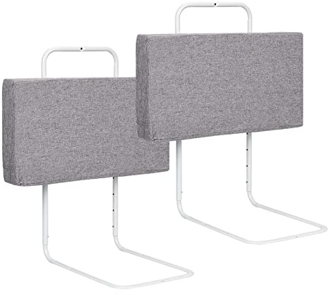 Hebitod 2xBettgitter für Kinder 60 * 28cm, Bettschutzgitter 5-Loch Höhenverstellbar, Rausfallschutz Bett, Kinderbettgitter, klappbar Bettgitter, Einfach zu Montieren, Grau