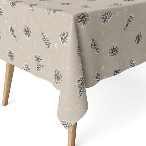 ECOMMERC3 | Tovaglia antimacchia per tavolo rettangolare dimensioni 100x140 cm | Tovaglia resinata antimacchia, ultra morbida, impermeabile, ANANAS GRIGIO