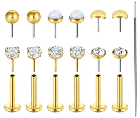 VFUN 22 Gauge Nasenstecker L Form Gerade Knochen Spirale Nasenpiercing Chirurgenstahl Sterling Silber für Damen Klar Diamant CZ 1.5/2/2.5/3MM Nostril Piercing Schmuck