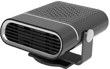 ULTECHNOVO Termoventilatore portatile per auto, termoventilatore portatile, riscaldatore per auto, termoventilatore portatile, ventilatore regolabile USB, per veicolo, nebulizzatore in rame, nero