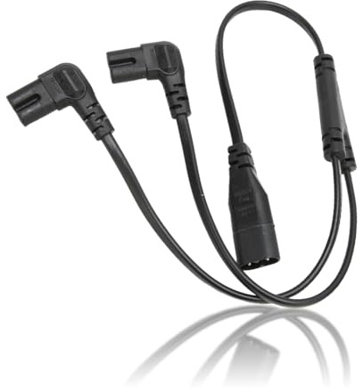Joyzan IEC 320 C8 to Dual C7 Y Splitter Power Cable, 32CM 1 in 2 Out | Figure 8 2.5A Rated 1500W, Double Right Angle PVC Cover, for LCD Monitor Desk Lamp LED TV Cameras Monitors Lamps Speaker