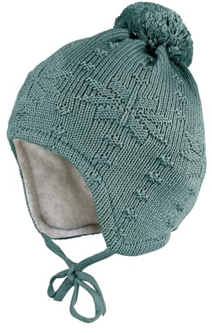 maximo MINI-Mütze ausgenäht, Futter Struktur Norwegerstern, großes Pompon