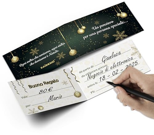 KAÏDENSÏ Buoni Regalo per Negozi Natalizi - 50 Biglietti Buono Sconto Natale Originali - Biglietto Regali Estetista Parrucchiere - Idea Regalo Natale Originale Uomo Donna