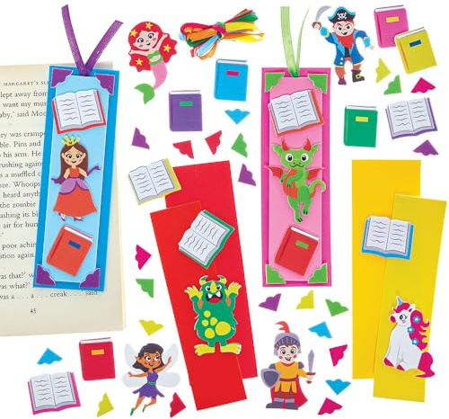 Baker Ross FN371 Welttag des Buches Schaumstoff-Lesezeichen - 8er-Pack, Lesezeichen für Kinder, Basteln zum Welttag des Buches