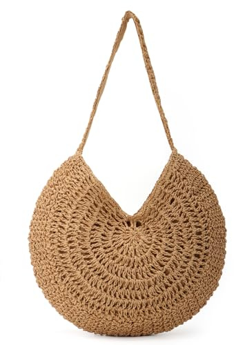 Jywmsc Grand Sac à Main en Paille pour Femme Sac à Main de Plage D'été Fourre-tout Tissé sac à Bandoulière Hobo de Vacances