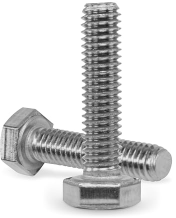 Sechskantschrauben Edelstahl M6x20 (50 Stück) DIN 933 (ISO 4017) Vollgewinde Maschinenschrauben A2 V2A rostfreier Edelstahl Sechskantkopf (M6x20 (50 Stück))