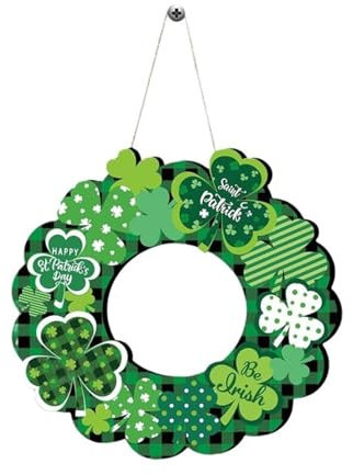 Blumenübertöpfe Für Innen Kranz Ornament St Day Türdekorationen St Day Dekorative Girlande Holzgirlande Behänge für Haustüren und Wände Grün Schaukel Befestigung Baumschutz (Green, One Size)
