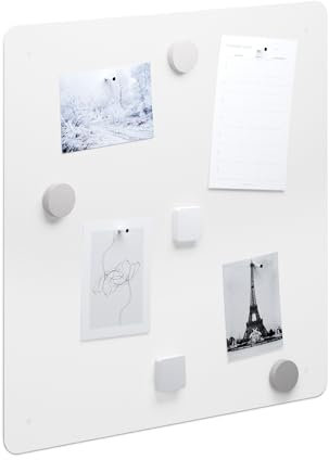 Flatbo Magnettafel aus Metall, 50 x 50 cm, Tafel für Postkarten, Urlaubssouvenirs oder Notizen. Inklusive 4 Magnete und Montageset.