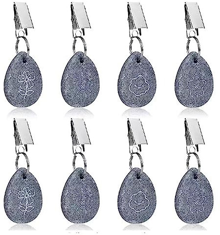 Klaisy 8pcs Tablecloth Weights Marble Stone Table Cloth Fixing Clip Holder For Family Party Camping Garden Supplies
