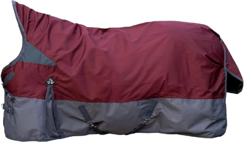 HKM Yukon- 600D, 300g Wattefüllung Highneckdecke, Dunkelrot/Grau, 145