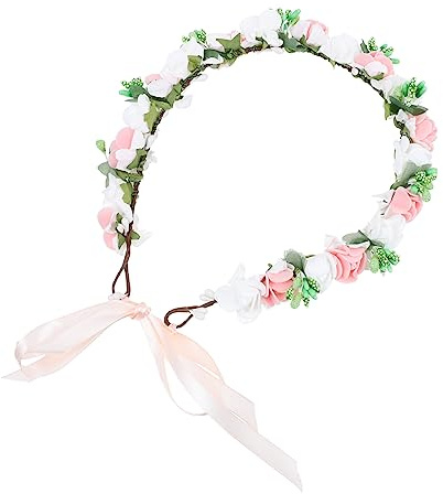 OSOLADY Blumenkranz Haarschmuck mit Verstellbarem Band Künstliche Blumenkrone für Braut Damen für Hochzeiten Partys Festivals und Fotografie und Elegant Rutschfest und Hautfreundlich