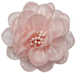 Broche Fleur 5cm En Tissu - Camélia Délicat En Organza Pour Femme - Accessoire Élégant Pour Chapeau, Cheveux Et Robe - Idéal Pour Mariage, Thé, Cocktail Et Cadeau