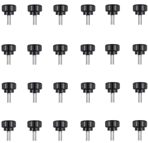 24 Pcs M4 x 10mm Threaded Knurled Thumbscrew, Monitor Screws Vesa Mount Screws Carbon Steel Clamping Knobs Grip Thumb Screw(Black)