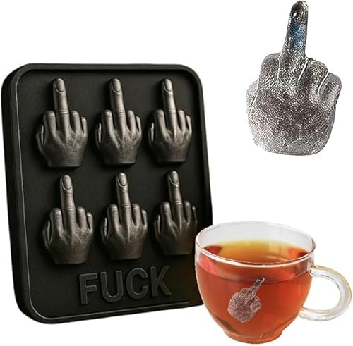 Lustige Mittelfinger-Eisform – Silikonform mit 6 Mulden für Whiskey, Cocktails und Partygetränke, wiederverwendbar, BPA-frei, für lustige Gag-Geschenke und Bar-Essentials (schwarz)