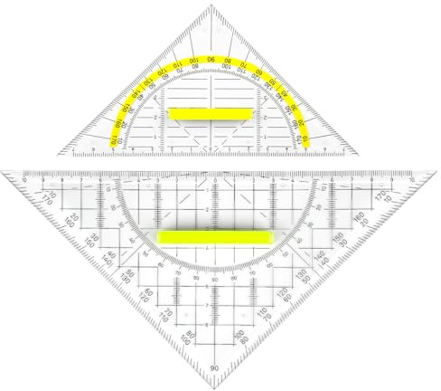SHBAOCH Geodreieck Set, 2 Stück 22 cm und 16 cm Geometriedreieck mit Griff, Flexibles Geodreieck für Technisches Zeichnen Mathe und Kunst