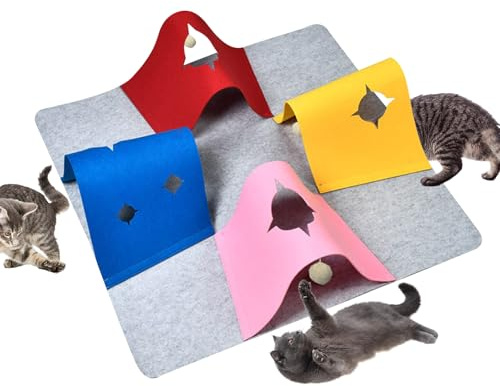 Katzen Spiel Und Aktivitätsmatte | 4-in-1 Tunnel Spielteppich,Tragbarer Tunnel Teppich Mit Loch | Für Innen Und Außen Gegen Langeweile Für Bewegung Reisen Schlafzimmer Wohnzimmer Bereicherung