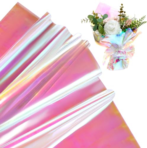 HOLIDYOYO 40 Blatt Irisierende Zellophanfolie Bunte Geschenkfolie für Blumensträuße Basteln Dekoration Geschenkverpackung Mehrzweck Verpackungspapier