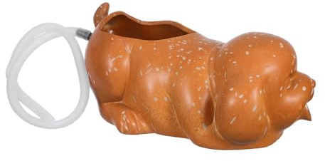 GARIOUANS Fontaine Bassin Céramique Chien Décorative Cascade pour Étang Jardin Statue Chien Pot Planteur pour Aquarium et Espace Extérieur
